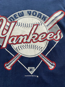 STARTER Size M Vintage New York Yankees Baseball Single Stitch Navy T-Shirt Men's