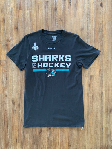 REEBOK Size S Stanley Cup NHL San Jose Sharks Women's T-Shirt OCT26