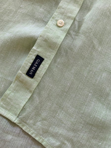 GAZMAN Size L Pure Linen S/S Shirt in Green JUL148