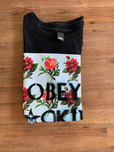 Load image into Gallery viewer, OBEY Size M Floral Print on Black T-Shirt Men&#39;s OCT51