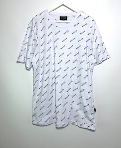 NICCE Size L Nicce Logo Patter Print White Short Sleeve T-Shirt Men's APR6021
