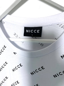 NICCE Size L Nicce Logo Patter Print White Short Sleeve T-Shirt Men's APR6021
