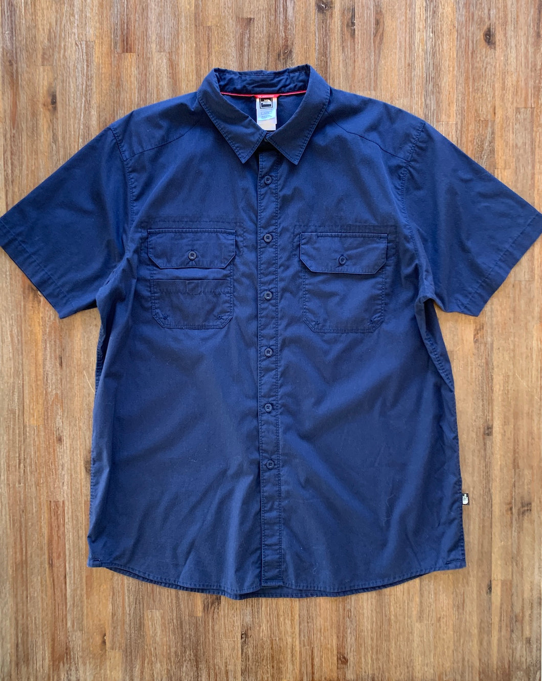 NORTH FACE Size L Dark Blue Short Sleeve Button Shirt Men's  JUL55