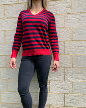 Load image into Gallery viewer, TOMMY HILFIGER Size L Lightweight Cotton Jumper in Red and Black AUG39
