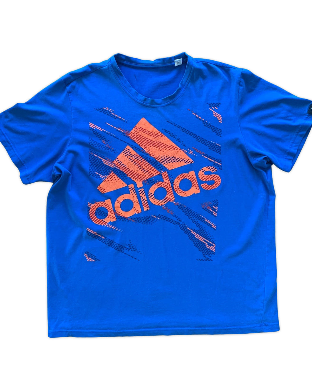 ADIDAS Size L Vintage Blue Front Print T-Shirt Men's