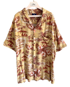 GEORGE Size 3XL Short Sleeve Linen Shirt Paradise Print