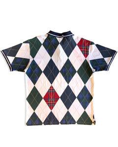 CHAPS Size L Vintage Ralph Lauren Polo Shirt Short Sleeve in Plaid White/Green