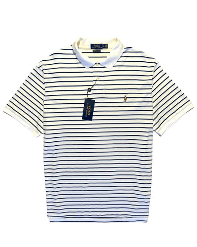 Ralph Lauren⏐Short Sleeve Polo Shirt in White / Blue Stripes<br />Size XL ⏐ New