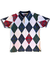 Load image into Gallery viewer, CHAPS Size L Vintage Ralph Lauren Polo Shirt Short Sleeve in Plaid White/Green