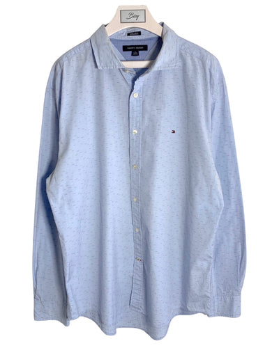 TOMMY HILFIGER Size XL 2 Ply Long Sleeve Shirt in Blue Mens