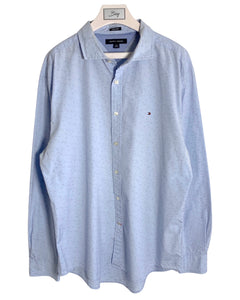 TOMMY HILFIGER Size XL 2 Ply Long Sleeve Shirt in Blue Mens