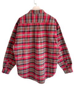 TOMMY HILFIGER Size XL Vintage Plaid Long Sleeve Shirt Red Mens 321222