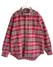 將圖片載入圖庫檢視器 TOMMY HILFIGER Size XL Vintage Plaid Long Sleeve Shirt Red Mens 321222